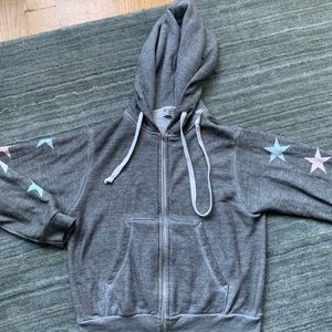 Wildfox Grey Cropped Front Zip Sweatshirt Hoodie M